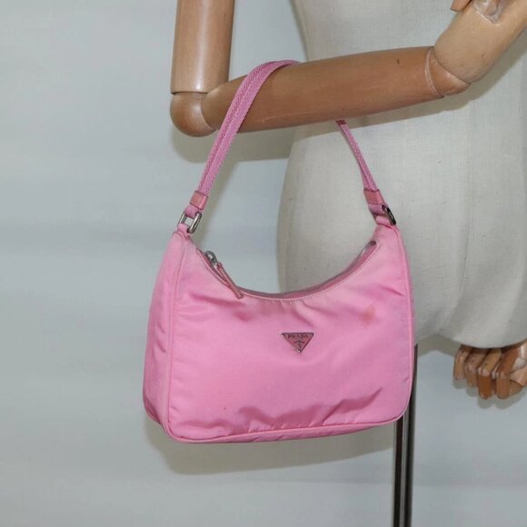 PRADA Accessory Pouch Nylon Pink Silver Auth 139940 - Picture 1 of 16